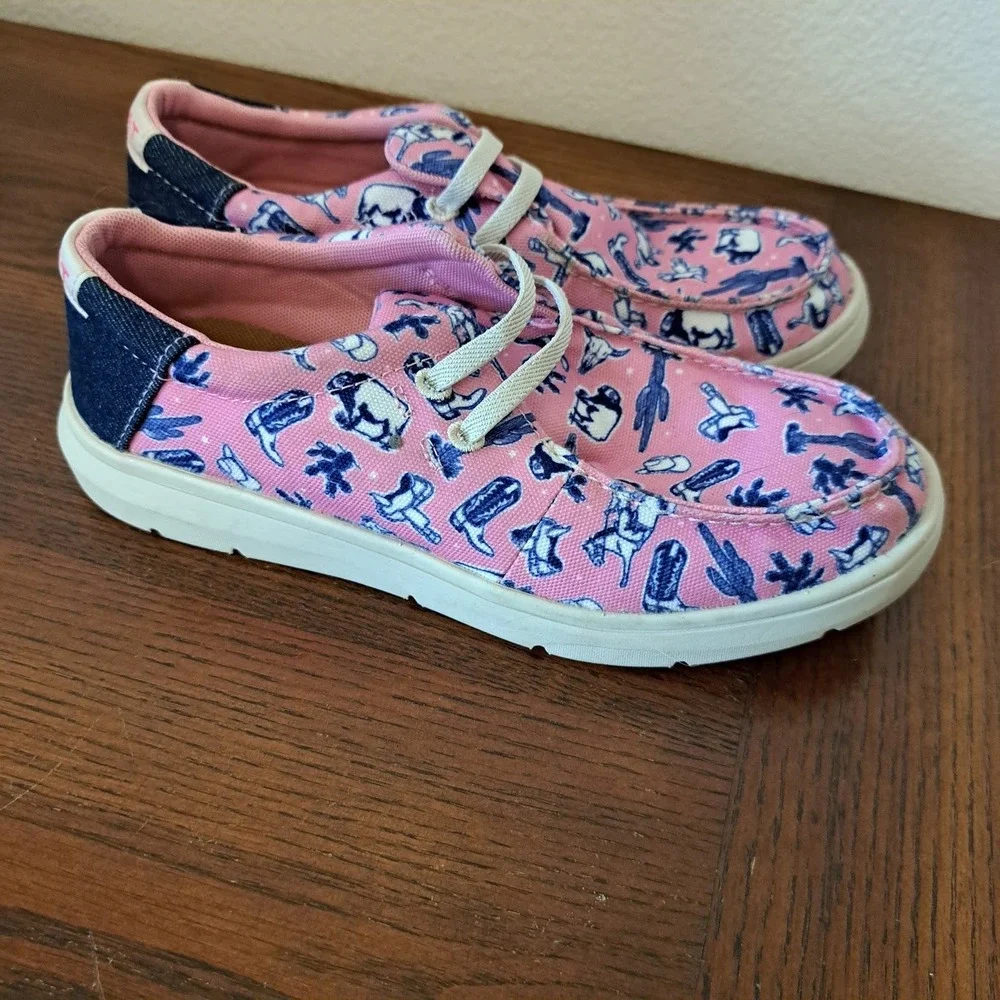 Ariat Hilo Kids Pink Western Cactus Print Slip On Loafers Shoes 10061122 Size 3M